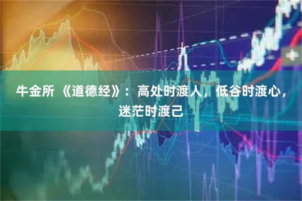 牛金所 《道德经》：高处时渡人，低谷时渡心，迷茫时渡己