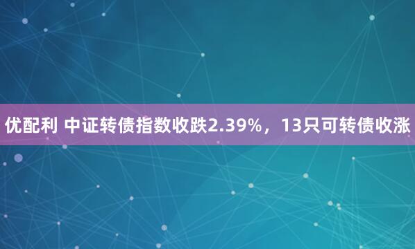 优配利 中证转债指数收跌2.39%，13只可转债收涨