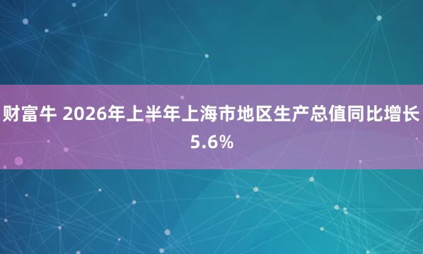 财富牛 2026年上半年上海市地区生产总值同比增长5.6%